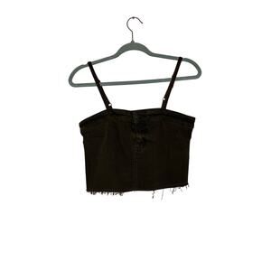 Wild Fable Cropped Brown Denim Wash Tank Top Size XS